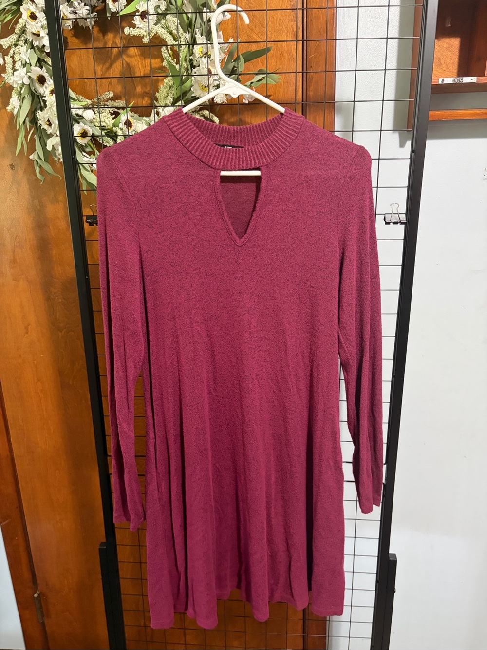 Iz Byer Long Sleeve Knit Dress in Berry